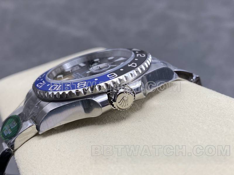 劳力士超级克隆手表ARF厂格林尼治GMT国米圈3285三格链节侧面实拍图