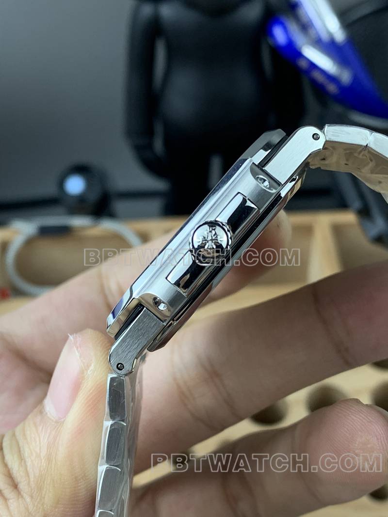 百达翡丽超级克隆手表PPF厂Cubitus黑盘45MM钢带款5821侧面实拍图