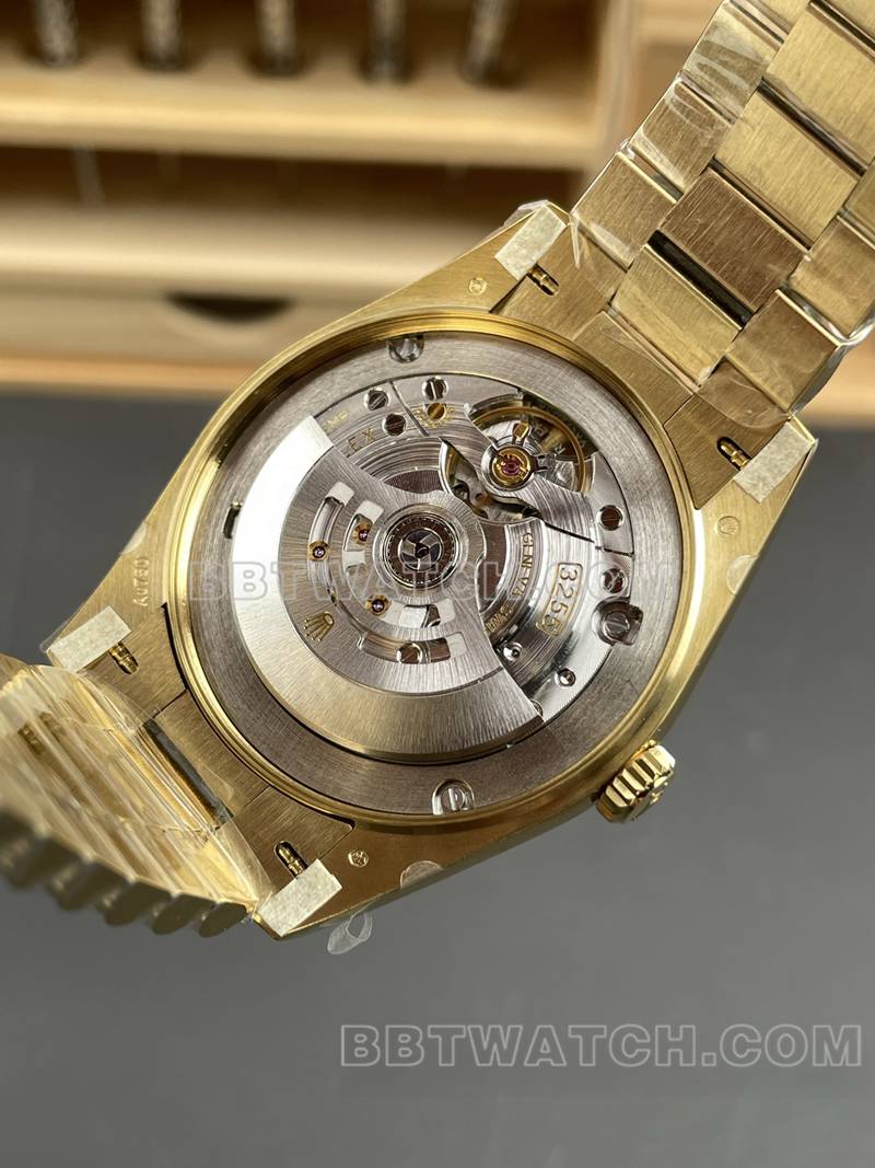Rolex top replica watches RC factory weekly calendar 40mm silver plate 3255 gold steel belt models back real picture