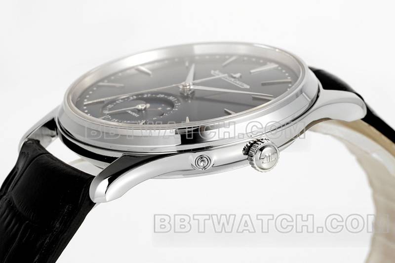 积家最优复刻手表ZF厂大师39mm蓝盘月相925机芯皮带款侧面实拍图