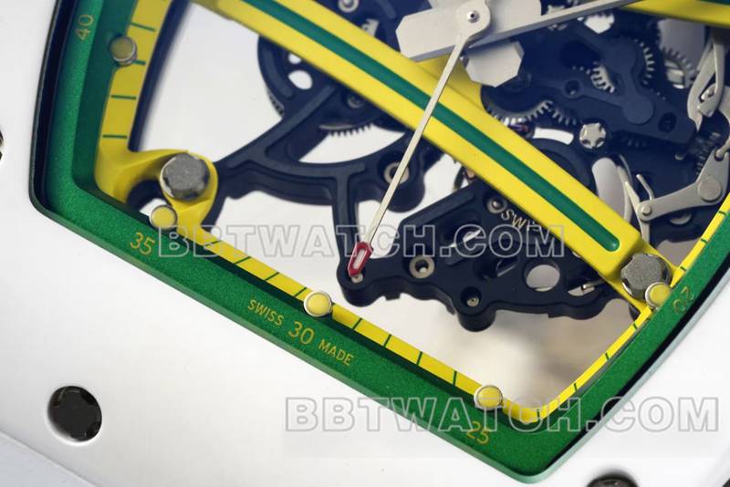 理查德米勒最优复刻手表R厂镂空盘白色橡胶款RM061正面实拍图