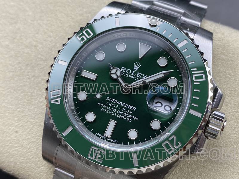 劳力士顶级复刻手表ARF厂潜航者40mm绿水鬼3135机芯116610正面实拍图