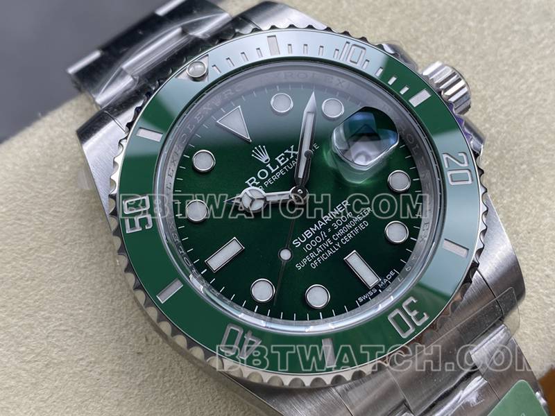 劳力士顶级复刻手表ARF厂潜航者40mm绿水鬼3135机芯116610正面实拍图