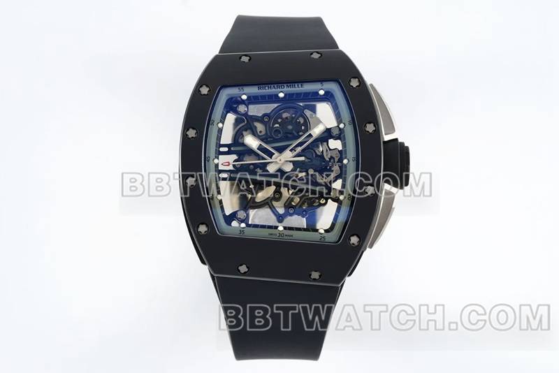 理查德米勒超级克隆手表R厂镂空盘白色橡胶款RM061正面实拍图