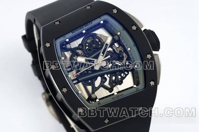 理查德米勒超级克隆手表R厂镂空盘白色橡胶款RM061正面实拍图