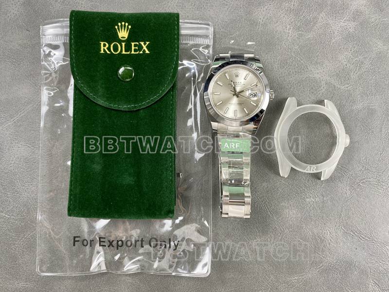 劳力士1:1复刻手表ARF厂日志41mm光圈银盘3235钢带款正面实拍图