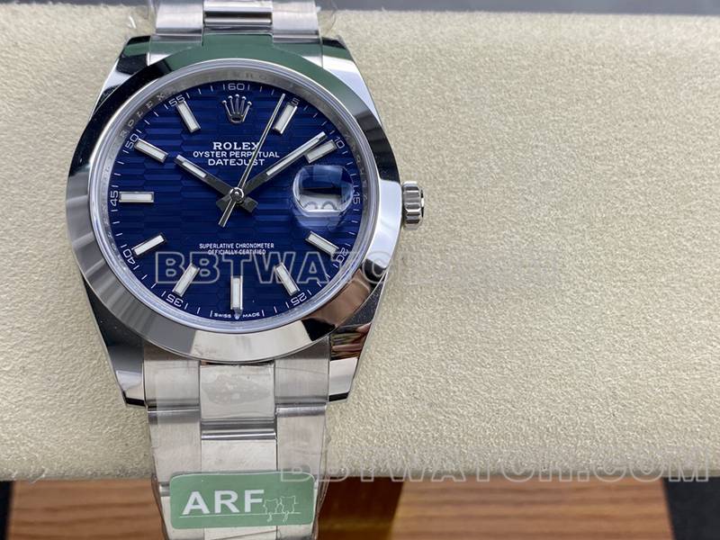 劳力士超级克隆手表ARF厂日志41mm光圈蓝盘3235钢带款正面实拍图