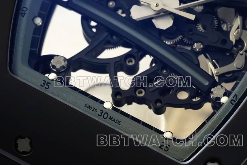 理查德米勒超级克隆手表R厂镂空盘白色橡胶款RM061正面实拍图