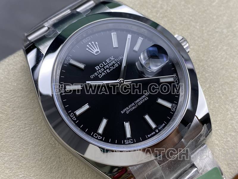 劳力士顶级复刻手表ARF厂日志41mm光圈黑盘3235钢带款正面实拍图