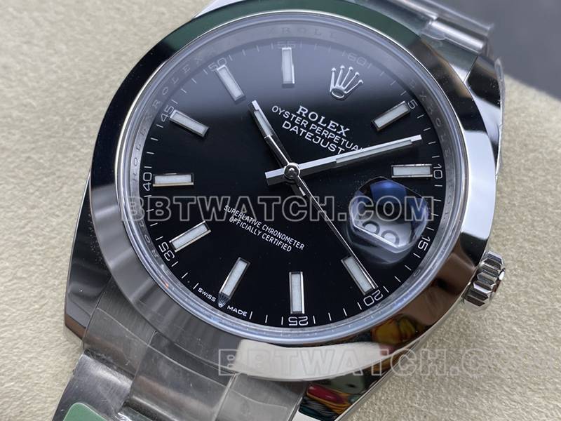 劳力士顶级复刻手表ARF厂日志41mm光圈黑盘3235钢带款正面实拍图