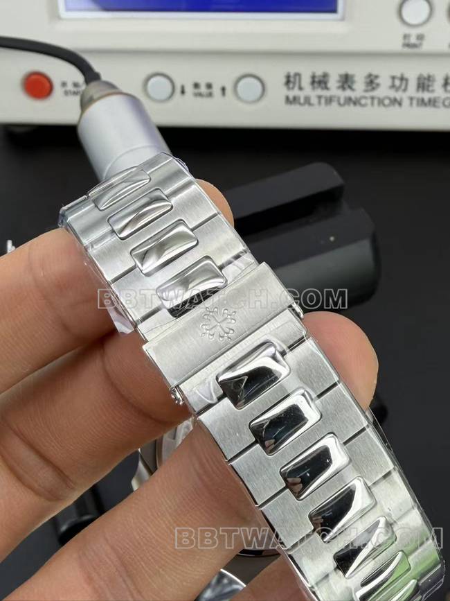 百达翡丽最优复刻手表DDF厂鹦鹉螺40mm蓝盘324机械5711表带实拍图