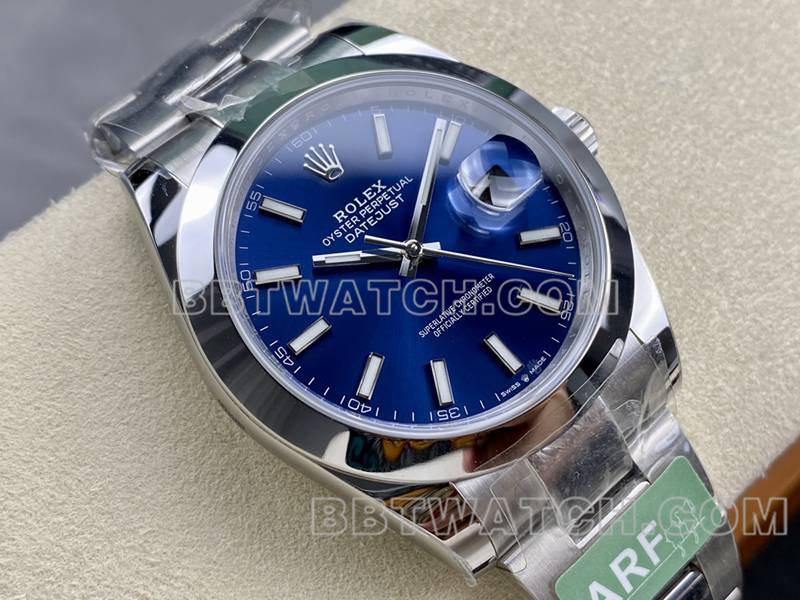 劳力士最优复刻手表ARF厂日志41mm光圈蓝盘3235钢带款正面实拍图