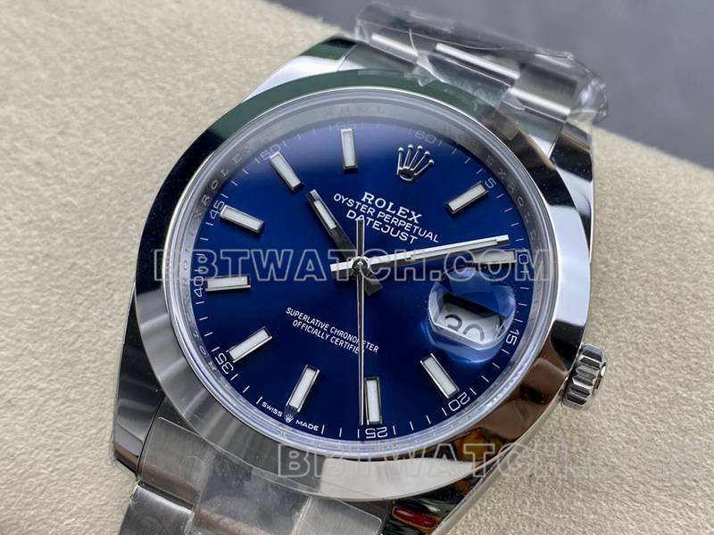 劳力士最优复刻手表ARF厂日志41mm光圈蓝盘3235钢带款正面实拍图