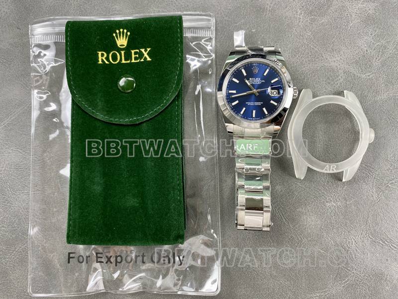 劳力士最优复刻手表ARF厂日志41mm光圈蓝盘3235钢带款正面实拍图