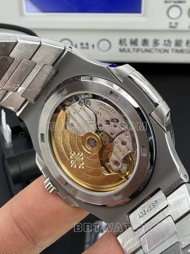 百达翡丽最优复刻手表DDF厂鹦鹉螺40mm蓝盘324机械5711背面实拍图