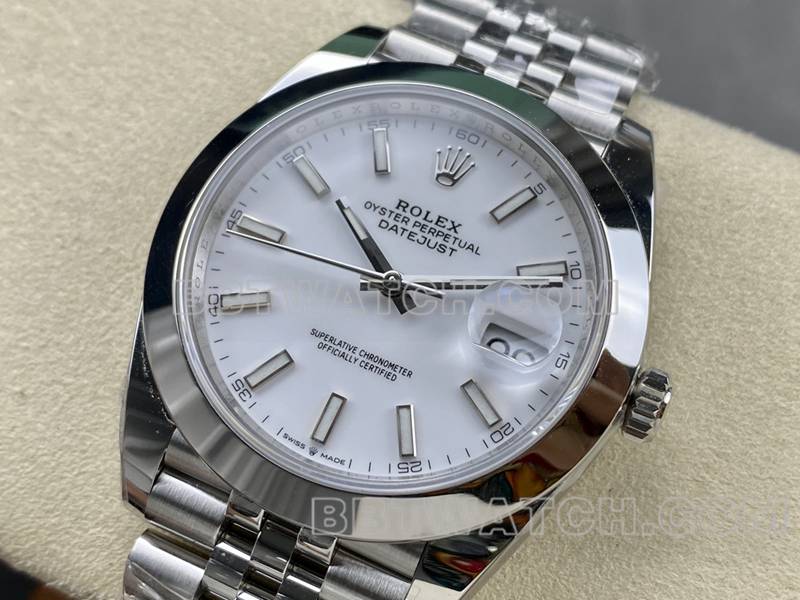 劳力士1:1复刻手表ARF厂日志41mm光圈白盘3235钢带款正面实拍图