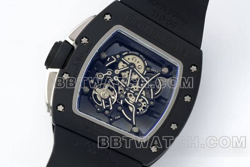 理查德米勒超级克隆手表R厂镂空盘白色橡胶款RM061背面实拍图