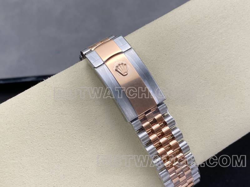 劳力士超级克隆手表ARF厂日志型灰盘36mm间玫瑰金钢带款表带实拍图