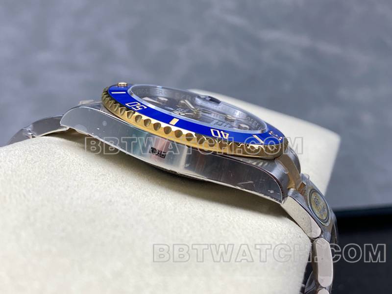 劳力士超级克隆手表ARF厂潜航者41mm间金蓝水鬼3235机芯侧面实拍图