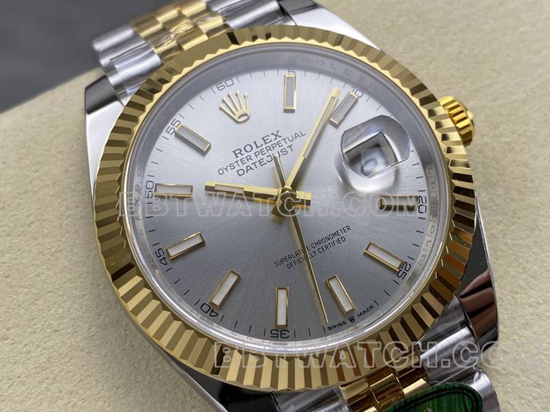 劳力士最优复刻手表ARF厂日志41mm银盘3235间金钢带款正面实拍图