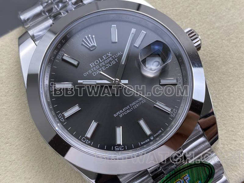 劳力士1:1复刻手表ARF厂日志41mm光圈灰盘3235钢带款正面实拍图