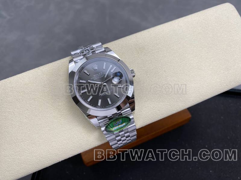 劳力士1:1复刻手表ARF厂日志41mm光圈灰盘3235钢带款正面实拍图