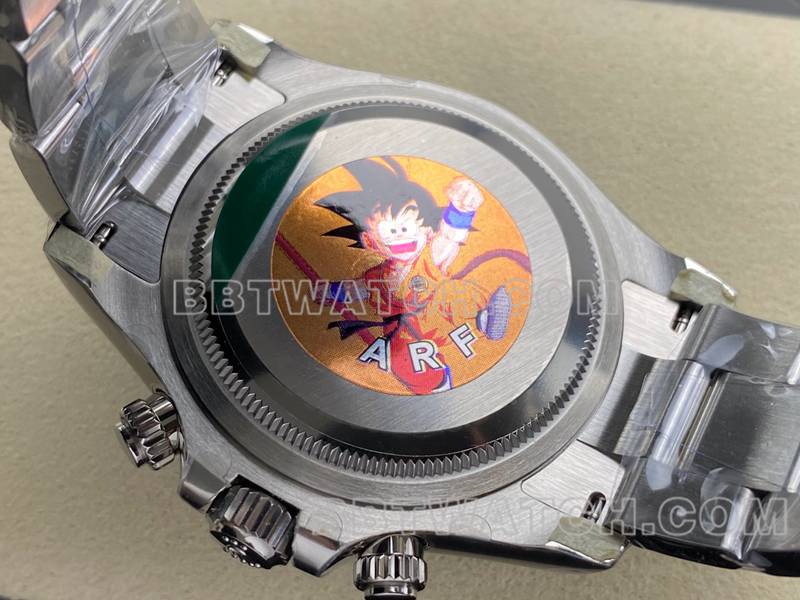 劳力士1:1复刻手表ARF厂迪通拿黑盘黑桃迪4131钢带款背面实拍图