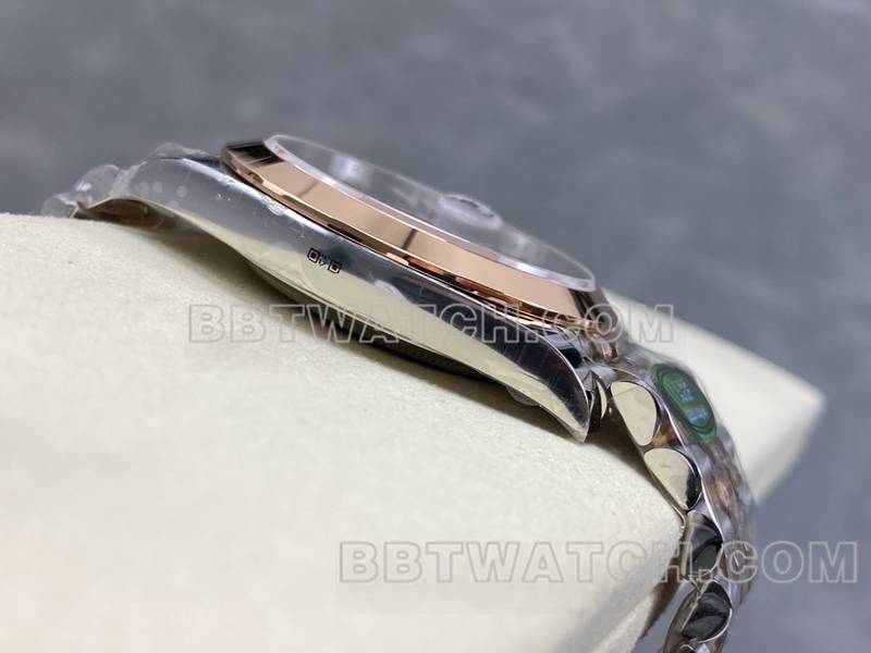 劳力士超级克隆手表ARF厂日志41mm光圈棕盘3235间玫瑰金钢带款侧面实拍图