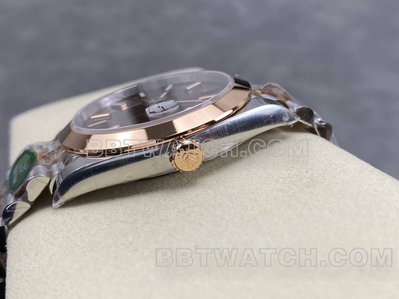 劳力士超级克隆手表ARF厂日志41mm光圈棕盘3235间玫瑰金钢带款侧面实拍图