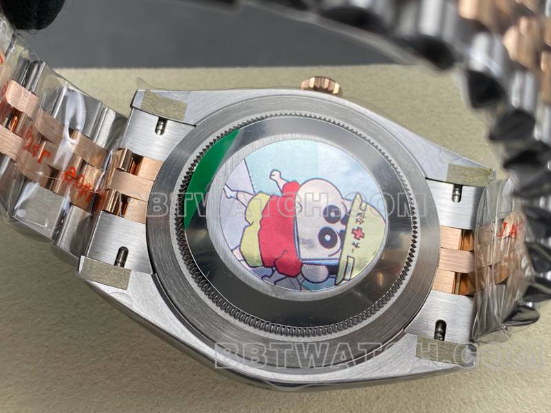 劳力士超级克隆手表ARF厂日志41mm光圈棕盘3235间玫瑰金钢带款背面实拍图