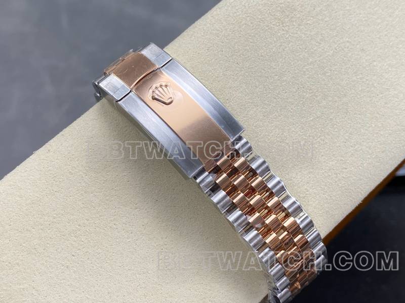 劳力士超级克隆手表ARF厂日志41mm光圈棕盘3235间玫瑰金钢带款表带实拍图