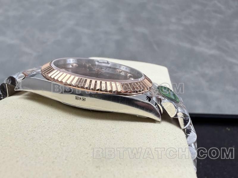 Rolex Top Replik Uhren ARF Fabrik log 41mm braune Scheibe 3235 zwischen Rose Gold Stahl Gürtel Modelle Seite aktuelle Foto