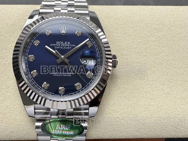 劳力士最优复刻手表ARF厂日志41mm蓝盘3235钢带款正面实拍图