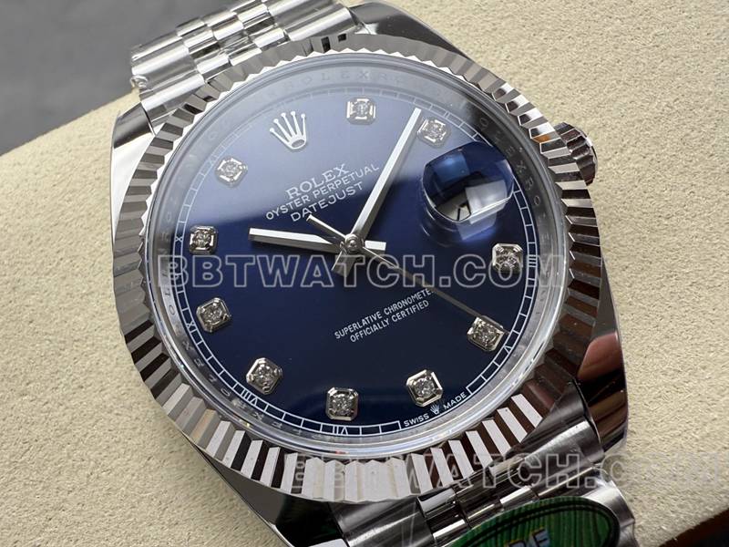 劳力士最优复刻手表ARF厂日志41mm蓝盘3235钢带款正面实拍图