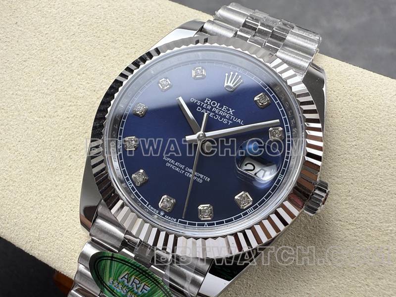 劳力士最优复刻手表ARF厂日志41mm蓝盘3235钢带款正面实拍图