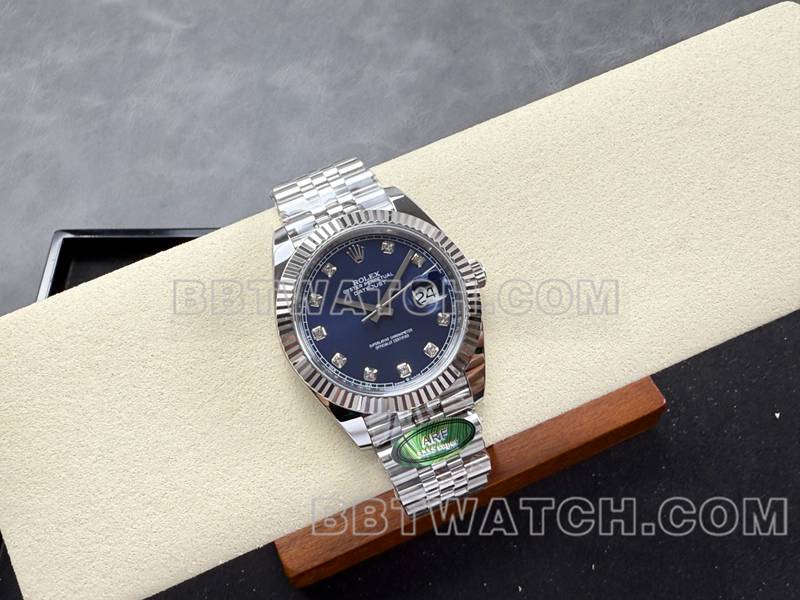 劳力士最优复刻手表ARF厂日志41mm蓝盘3235钢带款正面实拍图