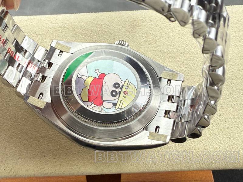 劳力士1:1复刻手表ARF厂日志41mm蓝盘罗马数字3235钢带款背面实拍图