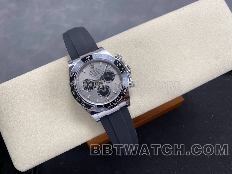 劳力士超级克隆手表ARF厂迪通拿灰盘4131橡胶款正面实拍图