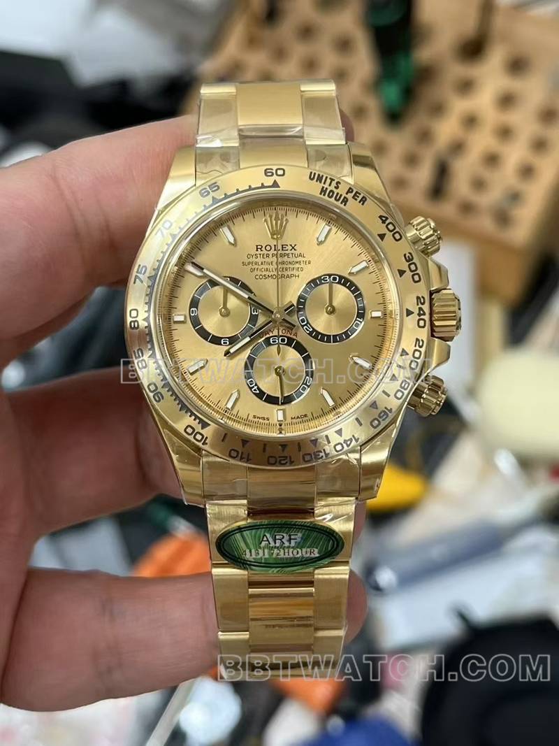 劳力士顶级复刻手表ARF厂40mm迪通拿4131机芯正面实拍图