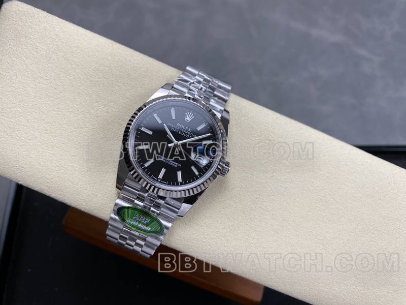 劳力士顶级复刻手表ARF厂日志型黑盘36mm钢带款正面实拍图