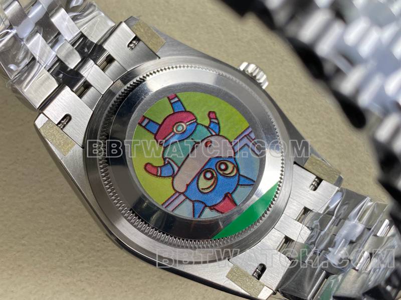 劳力士1:1复刻手表ARF厂日志型贝母盘36mm钢带款背面实拍图