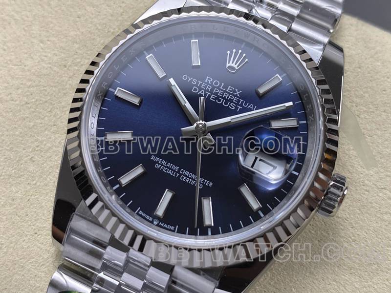劳力士超级克隆手表ARF厂日志型蓝盘36mm钢带款正面实拍图