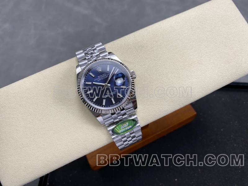 劳力士超级克隆手表ARF厂日志型蓝盘36mm钢带款正面实拍图