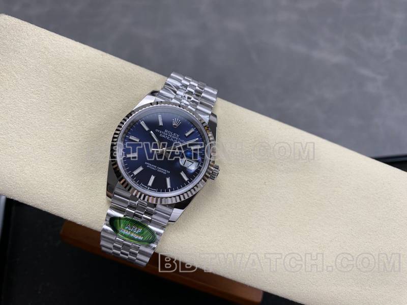 劳力士超级克隆手表ARF厂日志型蓝盘36mm钢带款正面实拍图