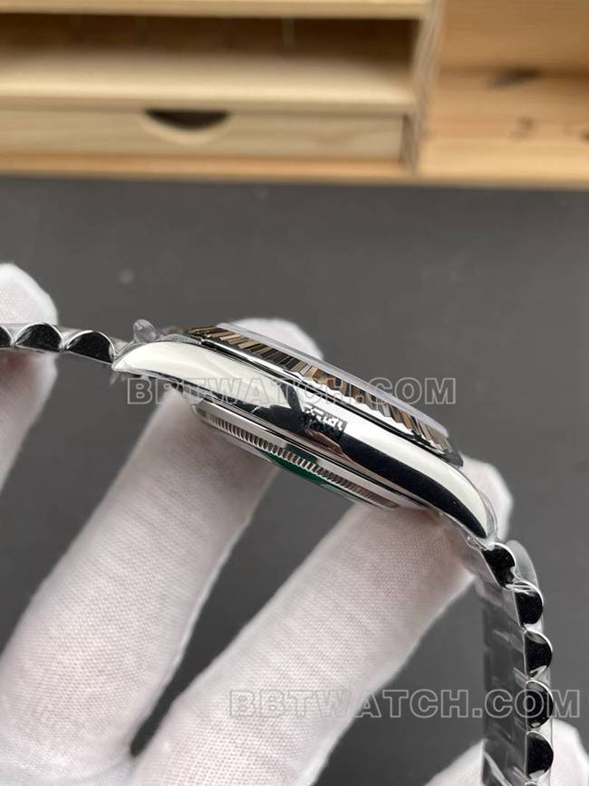 Rolex Top Replik Uhren RC Fabrik Woche Kalender 40mm Eis blau Platte 3255 Stahlband Modelle Seite echtes Bild