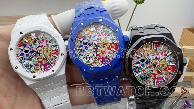 爱彼超级克隆手表APS厂皇家橡树太阳花盘钢带款正面实拍图