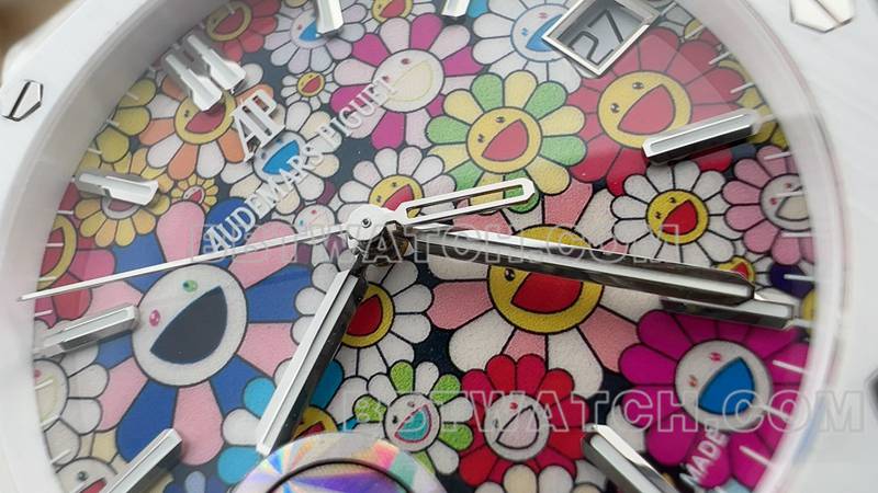 爱彼超级克隆手表APS厂皇家橡树太阳花盘钢带款正面实拍图