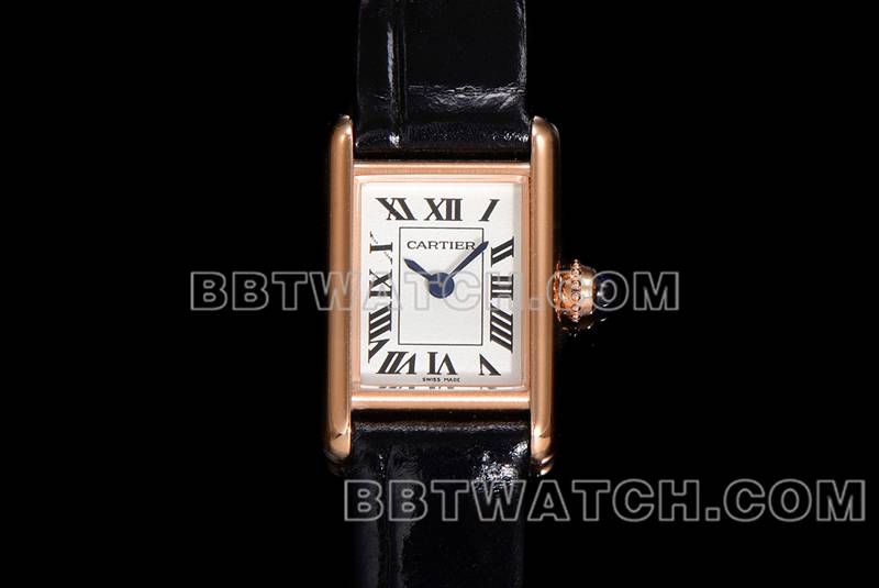 Cartier top replica watches F1 factory tank white disk rose gold case belt models front real picture