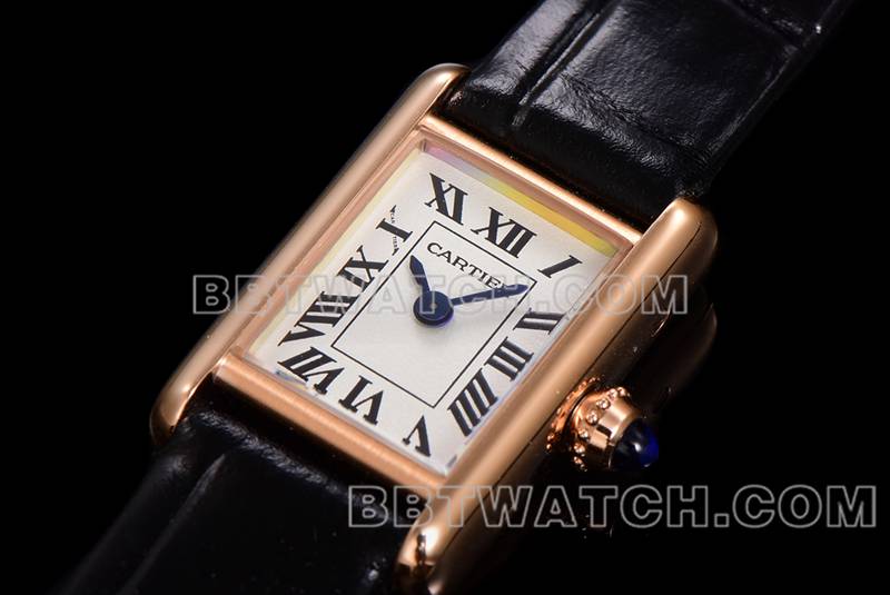 Cartier top replica watches F1 factory tank white disk rose gold case belt models front real picture