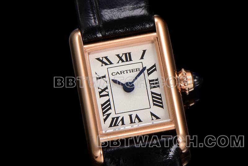 Cartier top replica watches F1 factory tank white disk rose gold case belt models front real picture